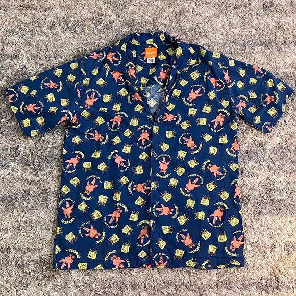 Vintage‎ Y2K SpongeBob SquarePants Nickelodeon Button Up Shirt - Picture 1 of 6